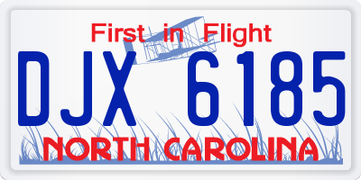 NC license plate DJX6185