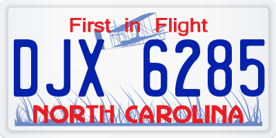 NC license plate DJX6285