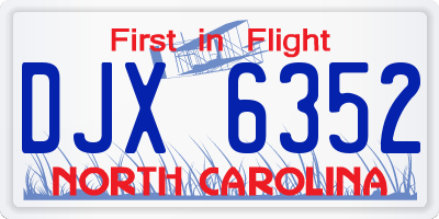 NC license plate DJX6352