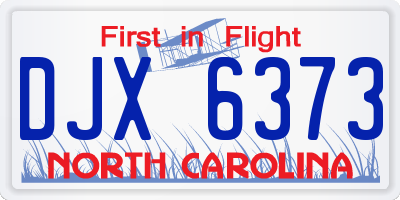 NC license plate DJX6373