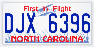 NC license plate DJX6396