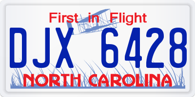 NC license plate DJX6428