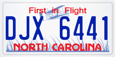 NC license plate DJX6441