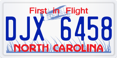 NC license plate DJX6458