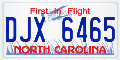 NC license plate DJX6465