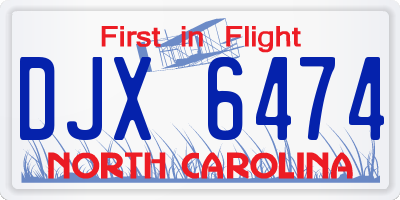 NC license plate DJX6474