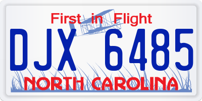 NC license plate DJX6485