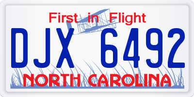 NC license plate DJX6492