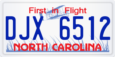 NC license plate DJX6512
