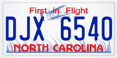 NC license plate DJX6540