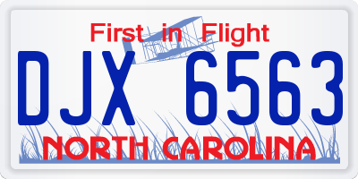 NC license plate DJX6563