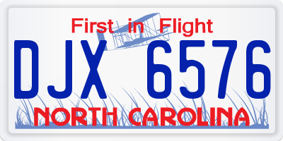 NC license plate DJX6576