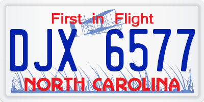 NC license plate DJX6577