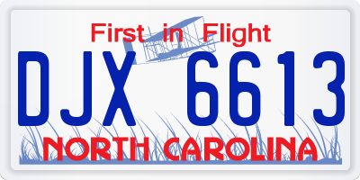 NC license plate DJX6613