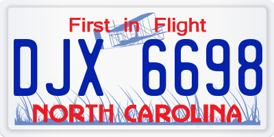 NC license plate DJX6698