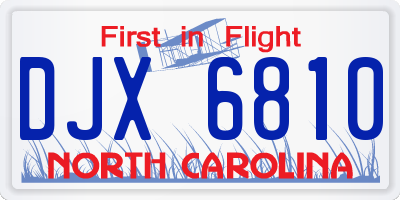 NC license plate DJX6810