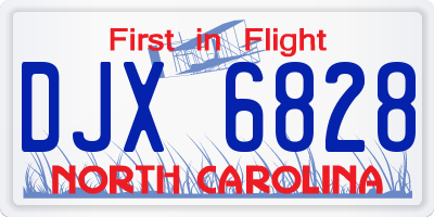 NC license plate DJX6828