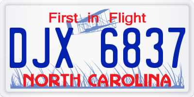 NC license plate DJX6837