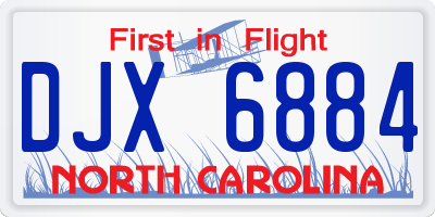 NC license plate DJX6884