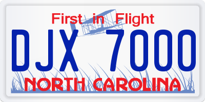 NC license plate DJX7000