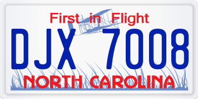 NC license plate DJX7008