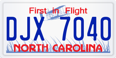 NC license plate DJX7040