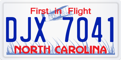 NC license plate DJX7041