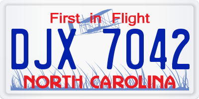 NC license plate DJX7042