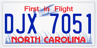NC license plate DJX7051