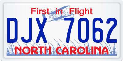 NC license plate DJX7062