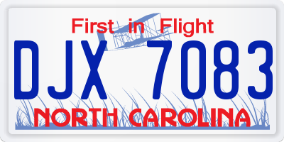 NC license plate DJX7083