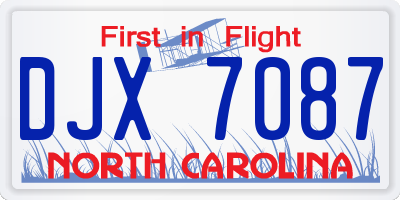 NC license plate DJX7087