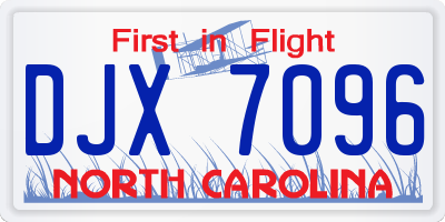 NC license plate DJX7096