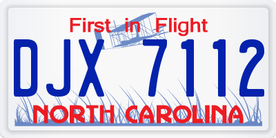 NC license plate DJX7112