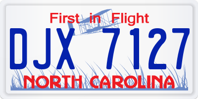 NC license plate DJX7127