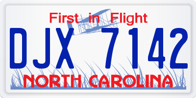 NC license plate DJX7142