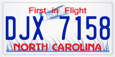NC license plate DJX7158