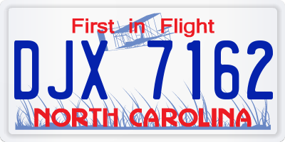 NC license plate DJX7162