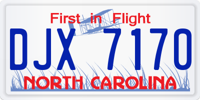 NC license plate DJX7170