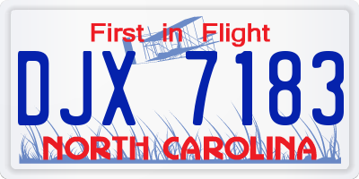 NC license plate DJX7183