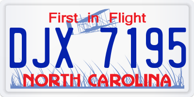 NC license plate DJX7195
