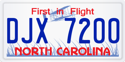 NC license plate DJX7200