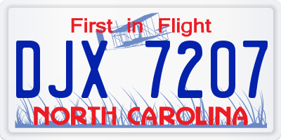 NC license plate DJX7207