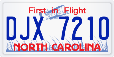 NC license plate DJX7210