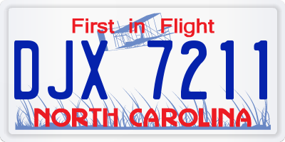 NC license plate DJX7211