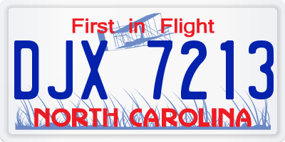 NC license plate DJX7213
