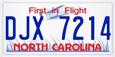 NC license plate DJX7214