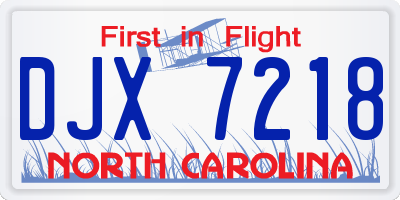 NC license plate DJX7218