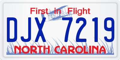 NC license plate DJX7219