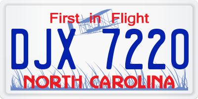 NC license plate DJX7220